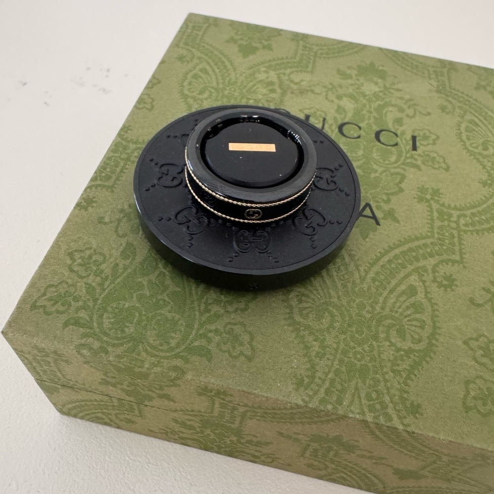 GUCCI Oura Ring Black Gold Design US Size 10 Authentic Fashion Jewelry Health - Picture 7 of 12